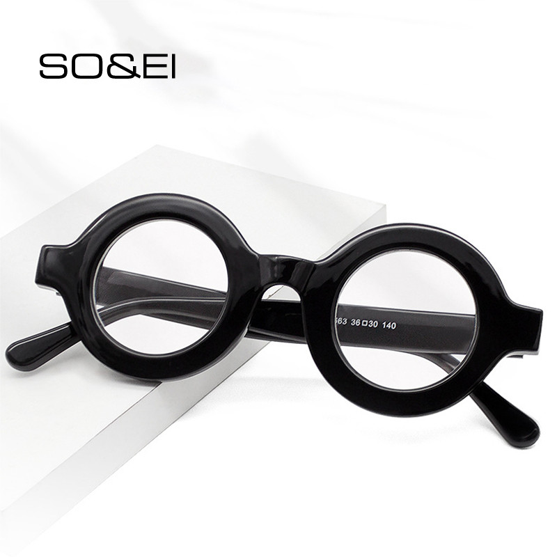 SO&EI retro ümmargused naiste prillid, raam, mood Leopard šampanja prillid, läbipaistvad Blu-Ray-vastased meeste optilised raamid, arvutiprillid