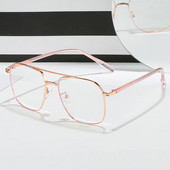 Zilas gaismas brilles sievietēm Augstākās klases dubultā staru retro brilles ar metāla rāmi caurspīdīgs Blue Ray datora brilles moderns