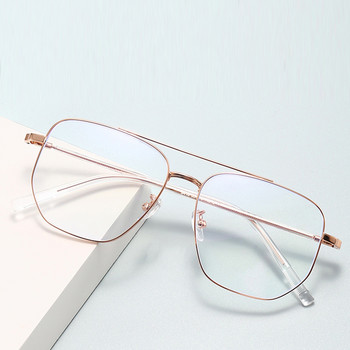 Γυαλιά Blue Light για γυναίκες Υψηλής ποιότητας ρετρό γυαλιά οράσεως διπλής δέσμης με μεταλλικό σκελετό Διαφανή Blue Ray γυαλιά υπολογιστή μοντέρνα