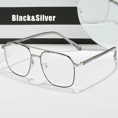 Zilas gaismas brilles sievietēm Augstākās klases dubultā staru retro brilles ar metāla rāmi caurspīdīgs Blue Ray datora brilles moderns