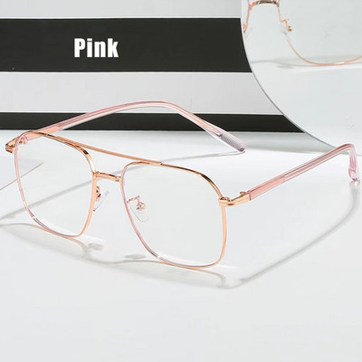 Zilas gaismas brilles sievietēm Augstākās klases dubultā staru retro brilles ar metāla rāmi caurspīdīgs Blue Ray datora brilles moderns