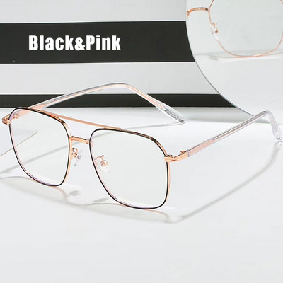 Zilas gaismas brilles sievietēm Augstākās klases dubultā staru retro brilles ar metāla rāmi caurspīdīgs Blue Ray datora brilles moderns