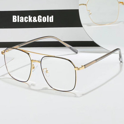 Zilas gaismas brilles sievietēm Augstākās klases dubultā staru retro brilles ar metāla rāmi caurspīdīgs Blue Ray datora brilles moderns