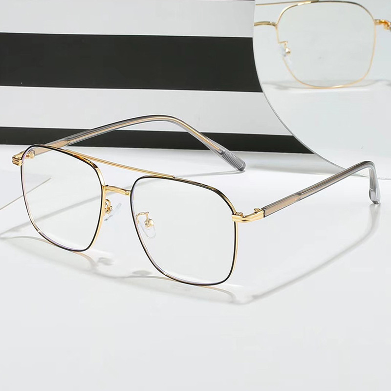 Zilas gaismas brilles sievietēm Augstākās klases dubultā staru retro brilles ar metāla rāmi caurspīdīgs Blue Ray datora brilles moderns