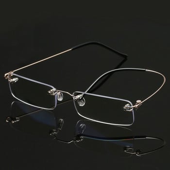 Майски цветя Anti-Blue Очила за четене без рамка Квадратни метални очила за пресбиопия с калъф Очила Мъжки очила за зрение Plus+4
