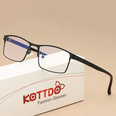 KOTTDO Vintage kvadratiniai optiniai akinių rėmeliai metaliniai vyriški mada klasikiniai verslo skaidrūs skaidrūs rėmeliai akiniai oculos