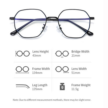 Blue Ray Blocking Unisex μεταλλικά ακανόνιστα γυαλιά οράσεως, Επίπεδα γυαλιά Anti-Blue Light Γυναικεία γυαλιά υπολογιστή A641