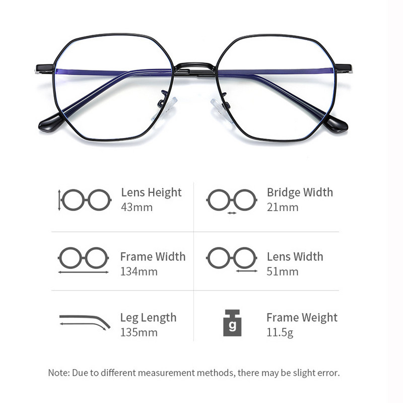 Unisex metalne nepravilne naočale koje blokiraju plavu svjetlost, ravne naočale protiv plave svjetlosti, ženske računalne naočale A641