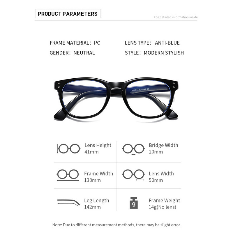 2022 plastikust sinise kiirtevastased prillid, naiste ja meeste sinist kiirt blokeerivad arvutimänguprillid, retseptiga lühinägelikkuse optilised raamid A3003