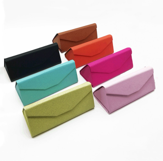 Kožna futrola za naočale s križnim uzorkom, trokutasta sklopiva tvrda kožna futrola za naočale, kutija za pohranu sunčanih naočala, dodaci za naočale