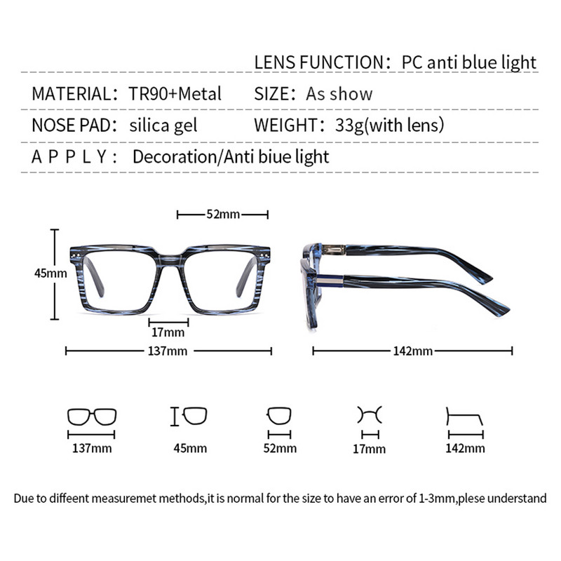 Peekaboo ženske naočale koje blokiraju plavo svjetlo tr90 prozirne leće četvrtasti okvir naočala za muškarce modne proljetne šarke crne prozirne