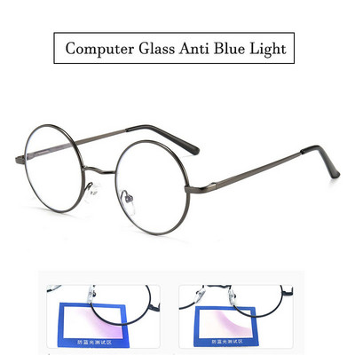 Retro Vintage mänguarvuti prillid naistele Meestele Anti-sinine hele metallraamiga läbipaistev lääts Ümmargused prillid Prillid