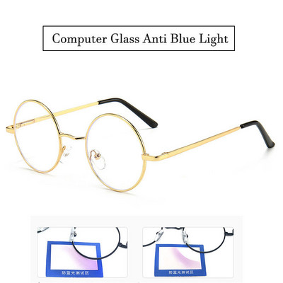 Ochelari retro vintage pentru computer pentru jocuri pentru femei bărbați, cadru metalic anti lumină albastră, lentile transparente, cerc rotund, ochelari de vedere