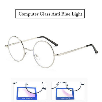 Retro Vintage mänguarvuti prillid naistele Meestele Anti-sinine hele metallraamiga läbipaistev lääts Ümmargused prillid Prillid