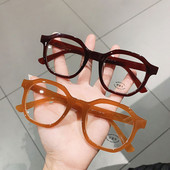 SO&EI Fashion Irregular Square Women Optical Glasses Frame Clear Anti-Ray Lens Eyewear Vintage Men Wine Red Champagne Frame