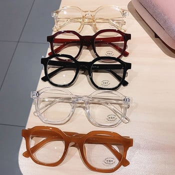 SO&EI Fashion Irregular Square Women Optical Glasses Frame Clear Anti-Ray Lens Eyewear Vintage Men Wine Red Champagne Frame