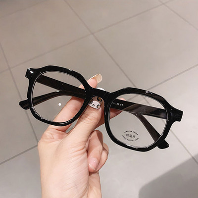 SO&EI Fashion Irregular Square Women Optical Glasses Frame Clear Anti-Ray Lens Eyewear Vintage Men Wine Red Champagne Frame