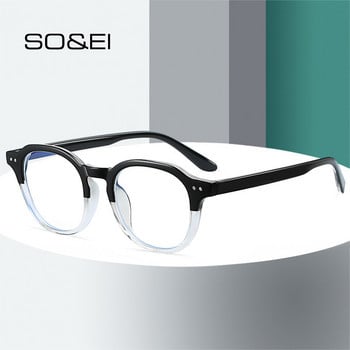 SO&EI Fashion Round Anti-Blu-Ray Women Glasses Frame Vintage Men Optical Frame Clear Lens Nails Eyewear Компютърни очила