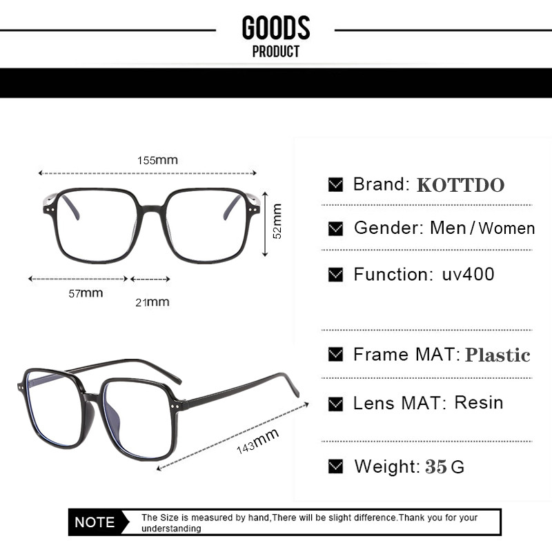 KOTTDO Ochelari de vedere Vintage Patrati Femei Clasici Anti-albastru Ochelari de lectură Ramă Bărbați
