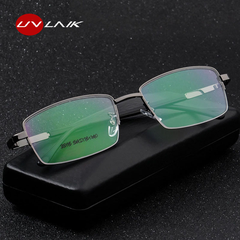Γυαλιά UVLAIK από κράμα τιτανίου Σκελετός Ανδρικά Γυαλιά Γυαλιών Επαγγελματικής Μισής Σκελετού Ανδρικά Διαφανή Οπτική Μυωπία Συνταγογραφούμενα γυαλιά
