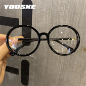 YOOSKE Rame rotunde pentru ochelari pentru computer, femei, bărbați, ochelari anti-lumină albastră, ochelari supradimensionați, transparenți, cadru optic retro