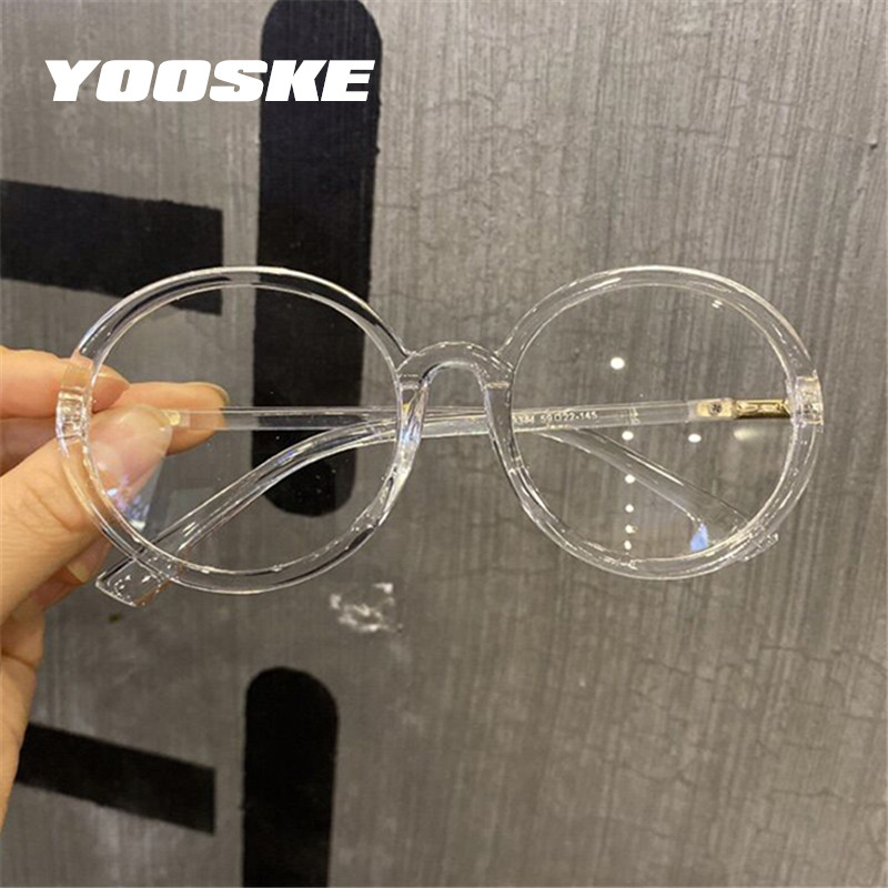 YOOSKE Rame rotunde pentru ochelari pentru computer, femei, bărbați, ochelari anti-lumină albastră, ochelari supradimensionați, transparenți, cadru optic retro