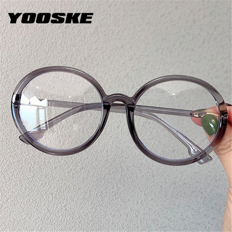 YOOSKE Rame rotunde pentru ochelari pentru computer, femei, bărbați, ochelari anti-lumină albastră, ochelari supradimensionați, transparenți, cadru optic retro