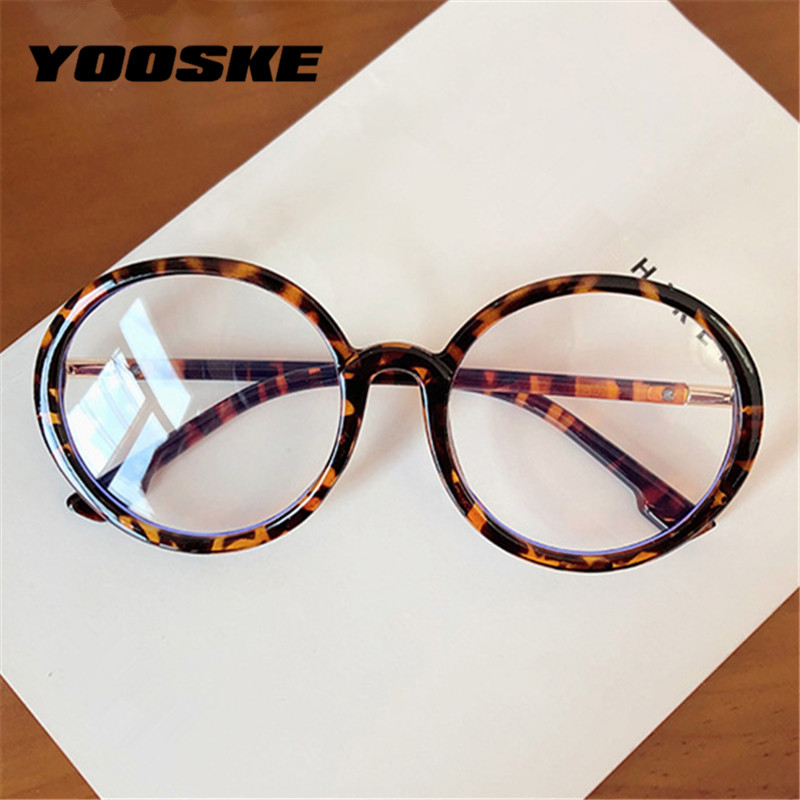 YOOSKE Rame rotunde pentru ochelari pentru computer, femei, bărbați, ochelari anti-lumină albastră, ochelari supradimensionați, transparenți, cadru optic retro
