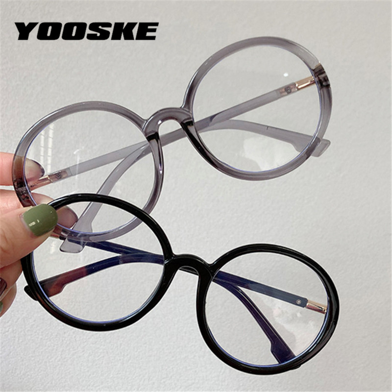 YOOSKE Rame rotunde pentru ochelari pentru computer, femei, bărbați, ochelari anti-lumină albastră, ochelari supradimensionați, transparenți, cadru optic retro