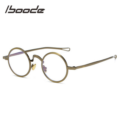 iboode klasszikus fém kerek vintage szemüvegkeret férfi optikai antikék világos szemüveg férfi női retro átlátszó len szemüveg 2021