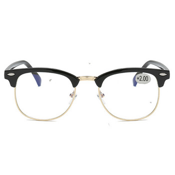 Μεταλλικά γυαλιά ανάγνωσης μισού σκελετού Πρεσβυωπικά αρσενικά γυναικεία γυαλιά μακρινής όρασης με αντοχή +0,5 +0,75 +1,0 +1,25 έως +4,0