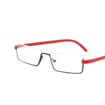 Skaitymo akiniai TR90 nerūdijančio plieno pusės rėmo neatspindintys unisex moteriški vyriški optiniai veidrodžiai Presbyopia akinių dėklas