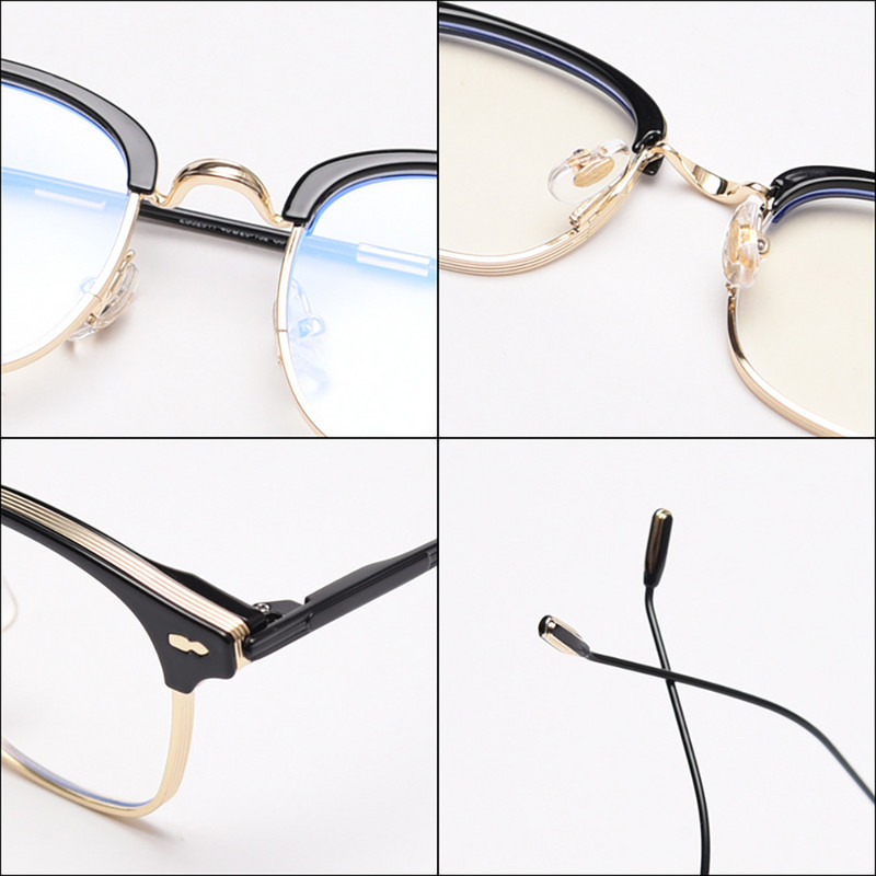 49425 Rame pătrate cu jumătate de ramă pătrată cu lumină albastră, rame de ochelari din titan, ultraușoare, bărbați, femei, ochelari optici de modă pentru computer