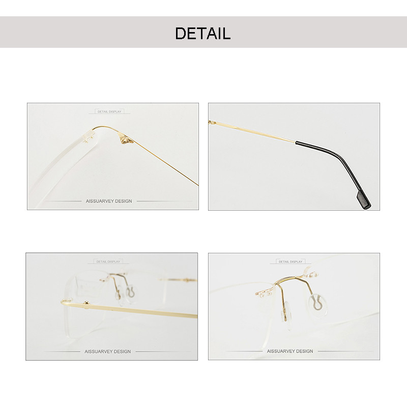 Vīriešu briļļu ietvari bezmalu brilles optiskie zīmola dizainers receptes titāna sakausējuma vieglas, izskatīgas biznesa brilles lētas