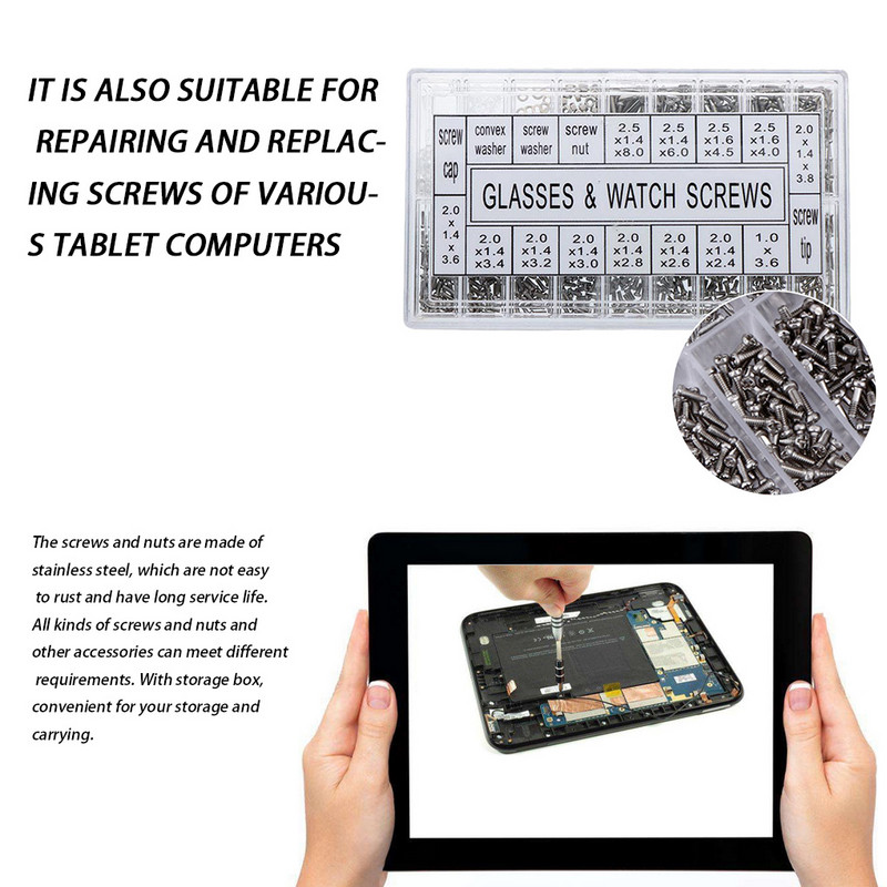 Akinių taisymo rinkinys Maži akiniai nuo saulės optinio remonto asortimentas nerūdijančio plieno veržlės tvirtinimo laikrodžių akinių remonto varžtai