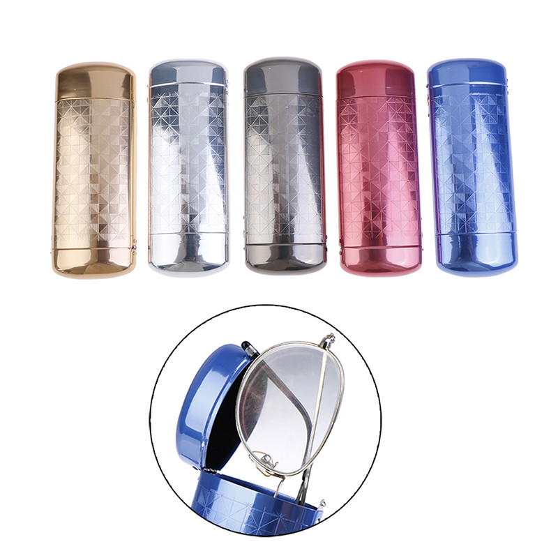 Divat Hordozható Szemüvegtok Kemény borítású Szemvédő Szemüvegdoboz Alumínium Nyomógombos Rácsminták Olvasás Szemüvegtartozékok