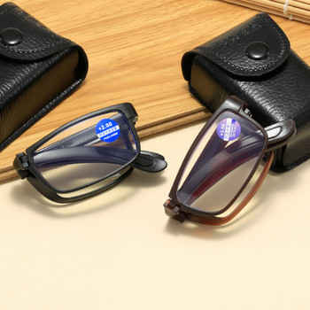 Πτυσσόμενα γυαλιά ανάγνωσης με κουτί Γυναικεία Ανδρικά φορητά γυαλιά αντι-μπλε φωτός TR90 Γυαλιά Farsight Διόπτρες +1,0 +1,5 έως +4,0
