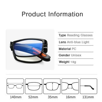 Πτυσσόμενα γυαλιά ανάγνωσης με κουτί Γυναικεία Ανδρικά φορητά γυαλιά αντι-μπλε φωτός TR90 Γυαλιά Farsight Διόπτρες +1,0 +1,5 έως +4,0