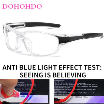 DOHOHDO Прозрачна рамка за компютърни очила Жени Мъже Анти синя светлина Кръгли очила Блокиращи очила Оптични очила Очила