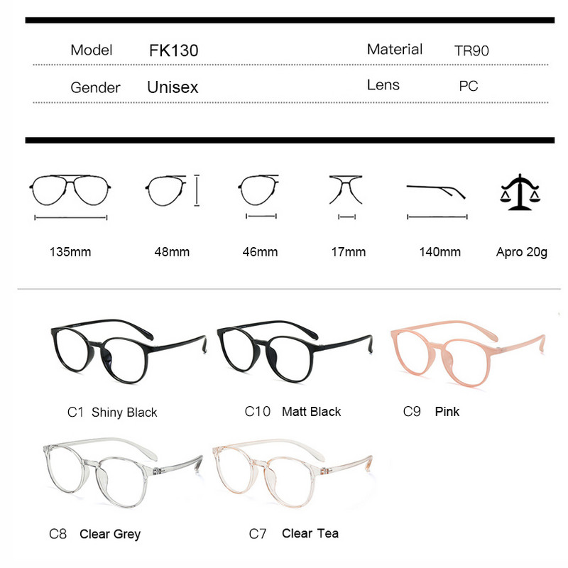 Korėjos apvalūs TR90 trumparegystės akinių rėmeliai, receptiniai vyrams, moterims plastikiniai titano hiperopijos optiniai akinių rėmeliai FK130