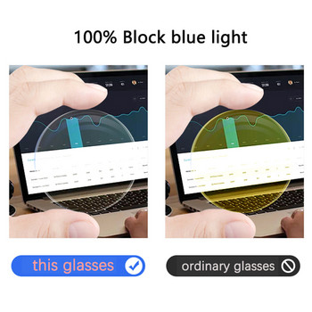 Мъжки бизнес очила за четене с половин джанта, компютър, блокираща синя светлина, далекогледство, против умора, висококачествена метална рамка