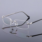iboode Ultralight Alloy Business Glasses Classic Men Women Frameless Clear Lens Eyeglases Унисекс плоски огледални очила