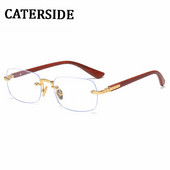 CATERSIDE New Wood Diamond Anti-Blue Light Ochelari Bărbați Retro Trend Model Frame optic fără rame Ochelari de vedere cu ridicata Computer