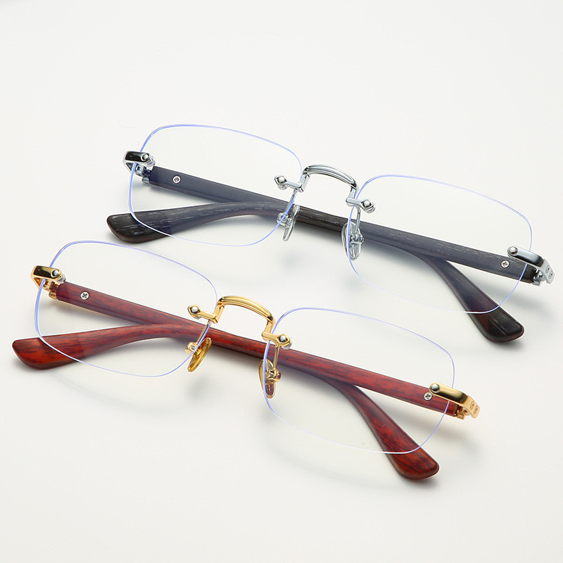 CATERSIDE New Wood Diamond Anti-Blue Light Ochelari Bărbați Retro Trend Model Frame optic fără rame Ochelari de vedere cu ridicata Computer