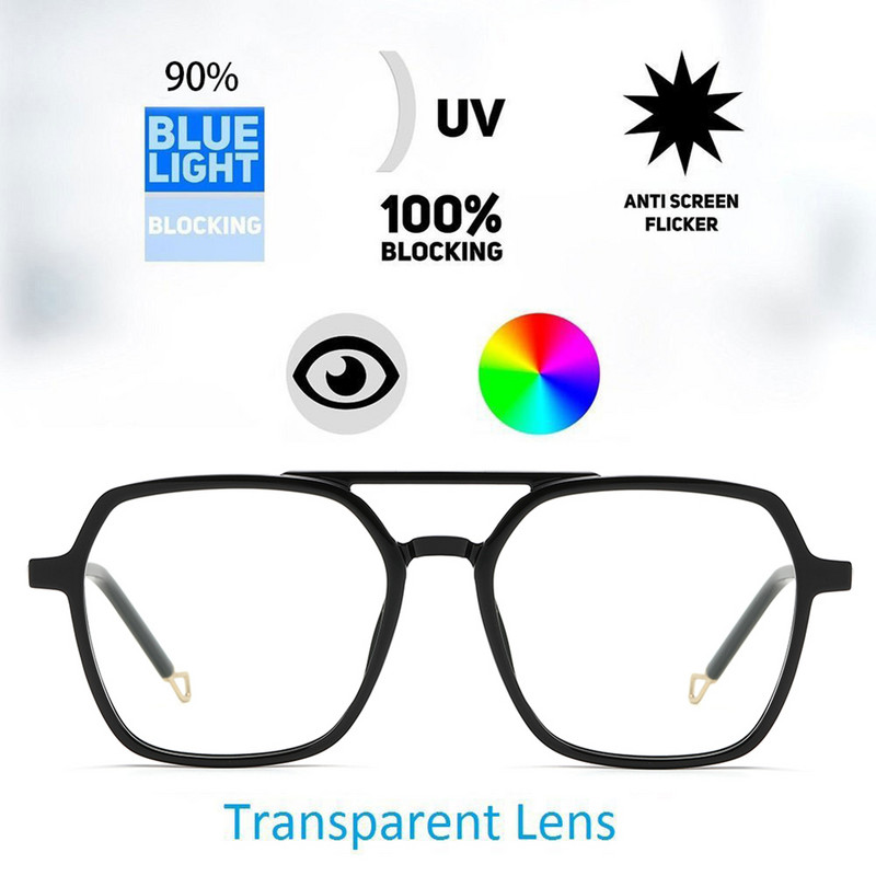 Swanwick TR90 četvrtasti okvir za naočale muške velike pola metalne modne naočale protiv plave svjetlosti ženske prozirne leće s dvostrukim mostom crno smeđe