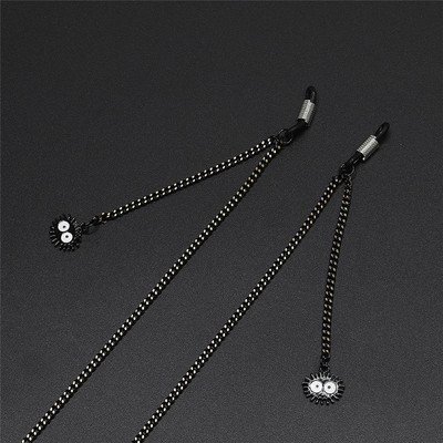 Metalni lančić za naočale Unisex crne sunčane naočale uzica s križnim cvijetom Privjesak lančići za naočale Držač naočala cepočka