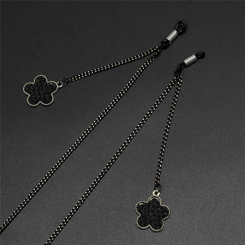 Metalni lančić za naočale Unisex crne sunčane naočale uzica s križnim cvijetom Privjesak lančići za naočale Držač naočala cepočka
