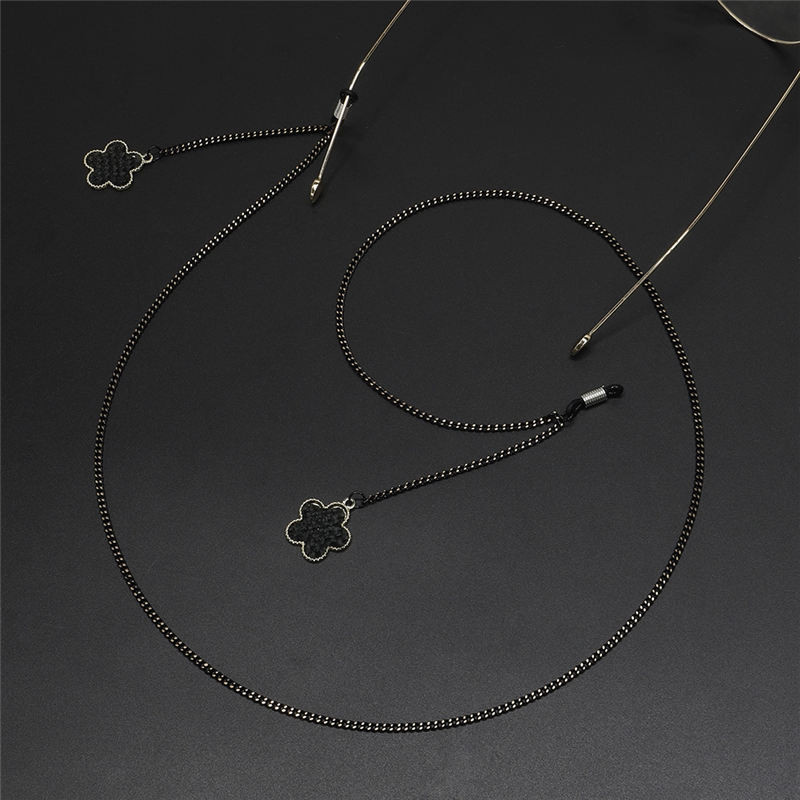 Metalni lančić za naočale Unisex crne sunčane naočale uzica s križnim cvijetom Privjesak lančići za naočale Držač naočala cepočka