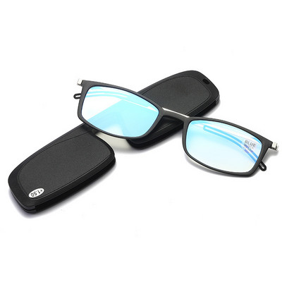 May Flower Visokokvalitetne svjetleće naočale za čitanje protiv plavih zraka TR90 Tanke prijenosne naočale za dalekovidnost Muške s futrolom +3,5