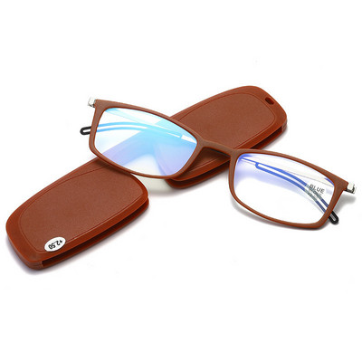 May Flower Visokokvalitetne svjetleće naočale za čitanje protiv plavih zraka TR90 Tanke prijenosne naočale za dalekovidnost Muške s futrolom +3,5